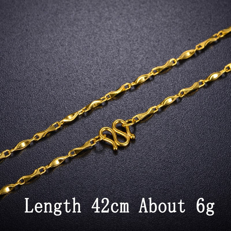 24K Pure Gold Necklace Real AU 999 Solid Gold Chain Smooth Brightly Upscale Trendy Classic Party Fine Jewelry Hot Sell New 2020