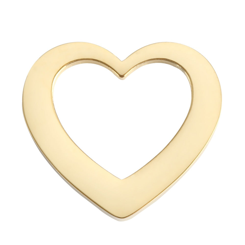 25.5*27.5MM Stainless Steel Hollow Heart Connector Charm Pendant with Personalized Engravings