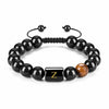 26 Letter Natural Stone Bracelets 10mm Black Onyx Tiger Eye Beads Bracelet Braided Rope Initial Bracelet for Men Adjustable