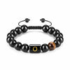 26 Letter Natural Stone Bracelets 10mm Black Onyx Tiger Eye Beads Bracelet Braided Rope Initial Bracelet for Men Adjustable