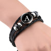 26 Letters Bracelet Personality Team Name Rope Bracelet Black Leather Bracelet Button Bangle Men Women  Birthday Gifts