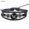 26 Letters Bracelet Personality Team Name Rope Bracelet Black Leather Bracelet Button Bangle Men Women  Birthday Gifts