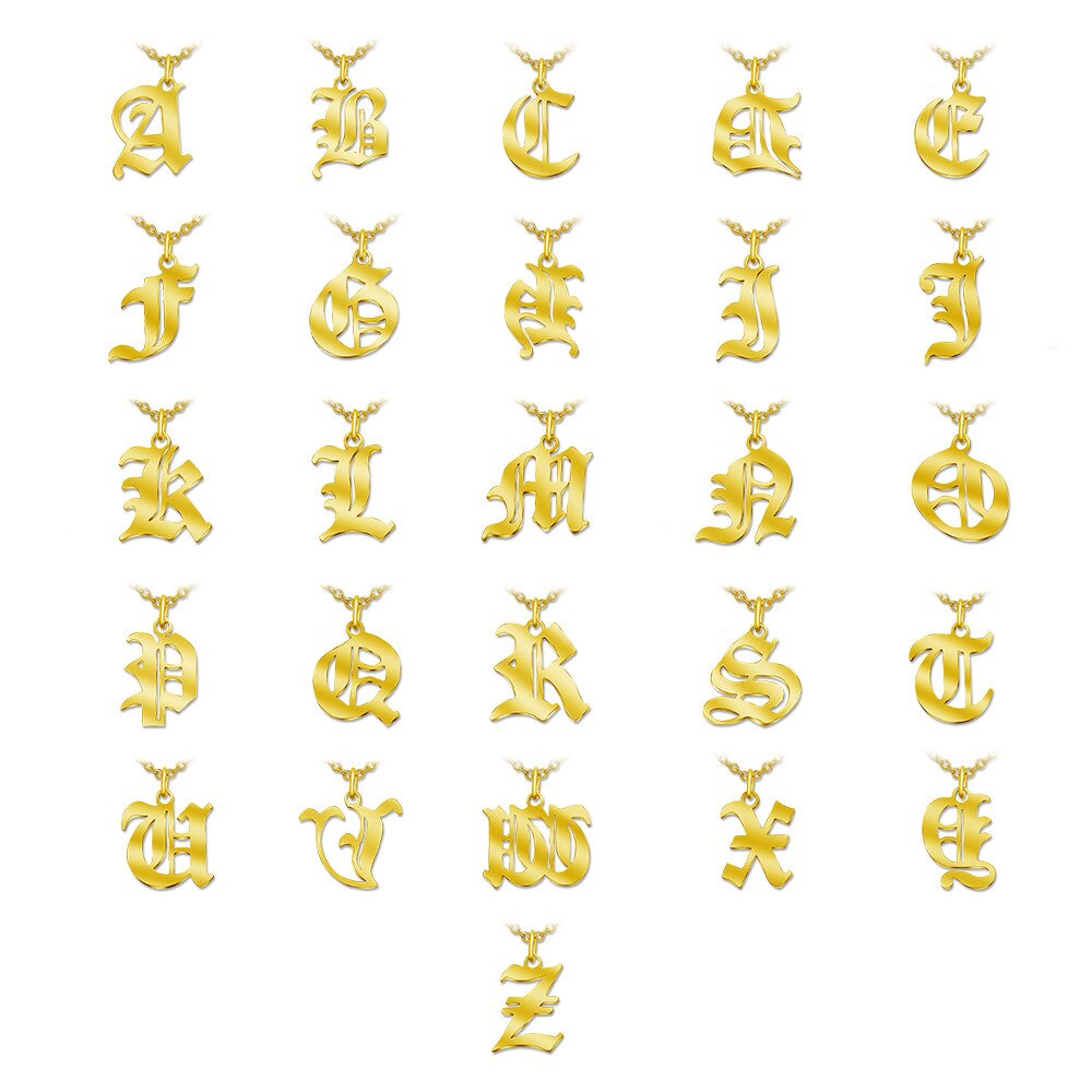 26pcs/set from A TO Z Stainless Steel Gothic Letter Charms Gothic Style Initial Pendant Mini Jewelry Alphabet DIY Accessories