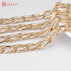 (29871)1 Meter Champagne gold Color Plated Flat Extended Chains Aluminum Chains Necklace Chains Diy Jewelry Findings Accessories
