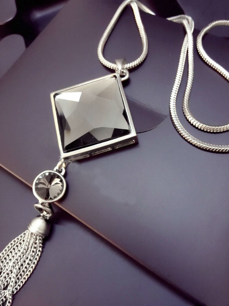 2COLOR Fashion long section sweater chain necklace Fine jewelry Crystals from Swarovski female hanging chain jewelry