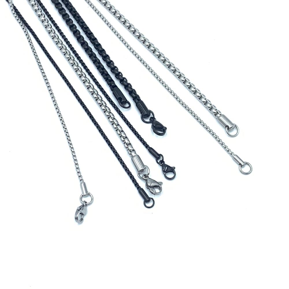 2MM 4MM Rope Chains Necklaces 304 Stainless Steel Charm Jewelry DIY Necklace Pendant Black Color 45CM-75CM