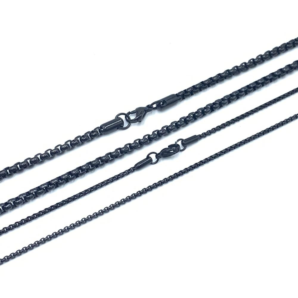 2MM 4MM Rope Chains Necklaces 304 Stainless Steel Charm Jewelry DIY Necklace Pendant Black Color 45CM-75CM