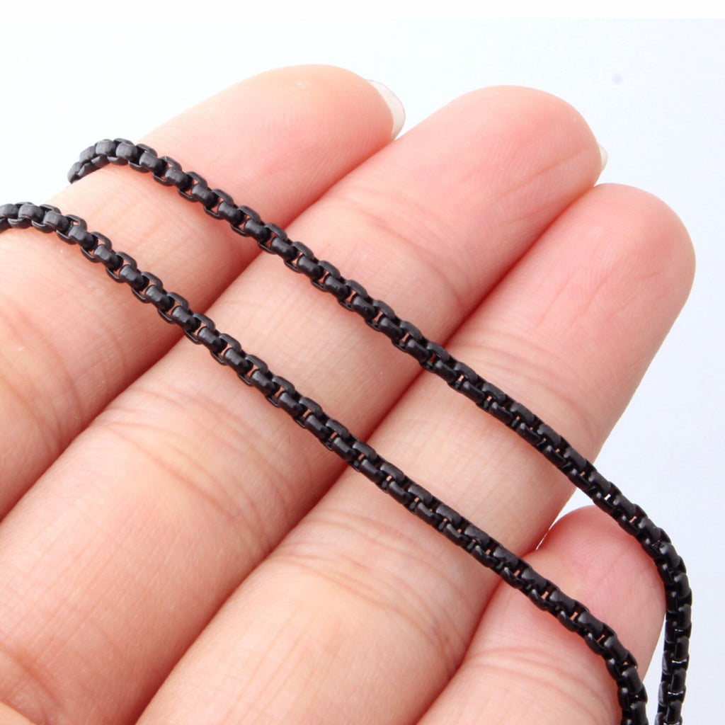 2MM 4MM Rope Chains Necklaces 304 Stainless Steel Charm Jewelry DIY Necklace Pendant Black Color 45CM-75CM