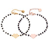 2PC Simple Design Love Heart Star Beaded Bracelets Set For Women Black Crystal Silvery Bracelet Pairs Couple Jewelry