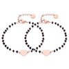 2PC Simple Design Love Heart Star Beaded Bracelets Set For Women Black Crystal Silvery Bracelet Pairs Couple Jewelry