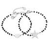 2PC Simple Design Love Heart Star Beaded Bracelets Set For Women Black Crystal Silvery Bracelet Pairs Couple Jewelry