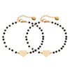 2PC Simple Design Love Heart Star Beaded Bracelets Set For Women Black Crystal Silvery Bracelet Pairs Couple Jewelry
