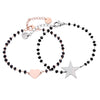 2PC Simple Design Love Heart Star Beaded Bracelets Set For Women Black Crystal Silvery Bracelet Pairs Couple Jewelry