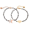 2PC Simple Design Love Heart Star Beaded Bracelets Set For Women Black Crystal Silvery Bracelet Pairs Couple Jewelry