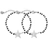 2PC Simple Design Love Heart Star Beaded Bracelets Set For Women Black Crystal Silvery Bracelet Pairs Couple Jewelry
