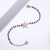 2PC Simple Design Love Heart Star Beaded Bracelets Set For Women Black Crystal Silvery Bracelet Pairs Couple Jewelry