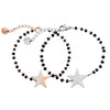 2PC Simple Design Love Heart Star Beaded Bracelets Set For Women Black Crystal Silvery Bracelet Pairs Couple Jewelry