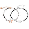 2PC Simple Design Love Heart Star Beaded Bracelets Set For Women Black Crystal Silvery Bracelet Pairs Couple Jewelry