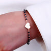 2PC Simple Design Love Heart Star Beaded Bracelets Set For Women Black Crystal Silvery Bracelet Pairs Couple Jewelry