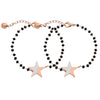 2PC Simple Design Love Heart Star Beaded Bracelets Set For Women Black Crystal Silvery Bracelet Pairs Couple Jewelry