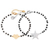 2PC Simple Design Love Heart Star Beaded Bracelets Set For Women Black Crystal Silvery Bracelet Pairs Couple Jewelry