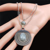2PCS Boho Flash Stone Stainless Steel Charm Necklaces Women Silver Color Necklace Jewelry sautoir femme long boheme N3606S04
