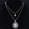 2PCS Boho Flash Stone Stainless Steel Charm Necklaces Women Silver Color Necklace Jewelry sautoir femme long boheme N3606S04