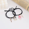 2PCS Couple Bracelets for Women Men Charm Black and White Couple Cat Rope Braided Long Distance Magnetic Bracelet Lover Jewelry