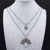 2PCS Flash Stone Stainless Steel Boho Necklaces Silver Color Layered Charms Necklace Jewelry sautoir femme long boheme N3603S04