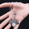 2PCS Flash Stone Stainless Steel Boho Necklaces Silver Color Layered Charms Necklace Jewelry sautoir femme long boheme N3603S04