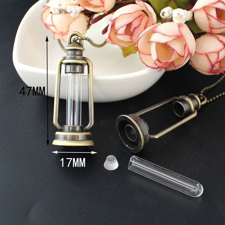 2PCS Glass Vials For Rice Jewelry Wirting Name Make A Wish Copper Bottle Blood Vial Necklace Kit DIY Pendant