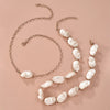 2PCS Pearl Necklace Niche Light  Design White Baroque Hip Hop Irregular Clavicle Chain Personality Trend Ladies Jewelry