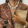 2PCS Pearl Necklace Niche Light  Design White Baroque Hip Hop Irregular Clavicle Chain Personality Trend Ladies Jewelry