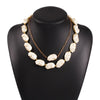 2PCS Pearl Necklace Niche Light  Design White Baroque Hip Hop Irregular Clavicle Chain Personality Trend Ladies Jewelry