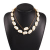 2PCS Pearl Necklace Niche Light  Design White Baroque Hip Hop Irregular Clavicle Chain Personality Trend Ladies Jewelry