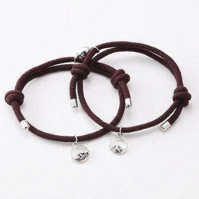 2PCS/SET alloy couple magnetic attraction ball creative Bracelet Stainless Steel friendship rope men and women jewelry gift