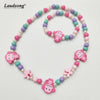2PCS/Set Multicolor Wooden Beads Cute Animal Bird/Monkey/Rainbow/Angel Shape Beads Children's Bracelet Gift Sweater Necklace
