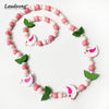 2PCS/Set Multicolor Wooden Beads Cute Animal Bird/Monkey/Rainbow/Angel Shape Beads Children's Bracelet Gift Sweater Necklace