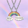 2Pcs Friend Necklaces For Lovers Couple Rainbow Stitching Pendant Necklace Statement Choker Friendship BFF Jewelry Gift