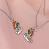 2Pcs Friend Necklaces For Lovers Couple Rainbow Stitching Pendant Necklace Statement Choker Friendship BFF Jewelry Gift