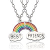 2Pcs Friend Necklaces For Lovers Couple Rainbow Stitching Pendant Necklace Statement Choker Friendship BFF Jewelry Gift