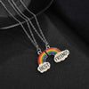 2Pcs Friend Necklaces For Lovers Couple Rainbow Stitching Pendant Necklace Statement Choker Friendship BFF Jewelry Gift