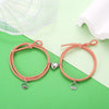 2Pcs Couple Minimalist Heart Lovers Matching Friendship Bracelet Rope Braided Magnetic Distance Bracelet Kit Lover Jewelry