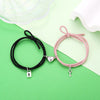 2Pcs Couple Minimalist Heart Lovers Matching Friendship Bracelet Rope Braided Magnetic Distance Bracelet Kit Lover Jewelry