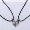 2Pcs Lovers Matching Friendship Heart Pendant Couple Magnetic Distance Faceted Heart Pendant Necklace Couple Jewelry