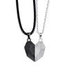 2Pcs Lovers Matching Friendship Heart Pendant Couple Magnetic Distance Faceted Heart Pendant Necklace Couple Jewelry