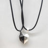 2Pcs Lovers Matching Friendship Heart Pendant Couple Magnetic Distance Faceted Heart Pendant Necklace Couple Jewelry