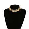 2Pcs Gold Color Metal Choker Collar Necklace Multi Layer Chain Necklace Women Simple Short Collar Necklace Jewelry