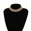 2Pcs Gold Color Metal Choker Collar Necklace Multi Layer Chain Necklace Women Simple Short Collar Necklace Jewelry