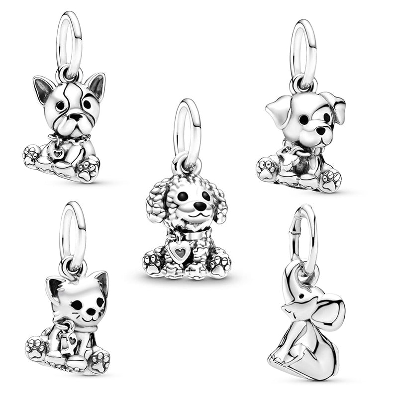 2Pcs/Lot 2022 Lovely Animal Series Beads Pendant Charms Fit Original Brand Charm Bracelets Necklaces for Women Kids Jewelry